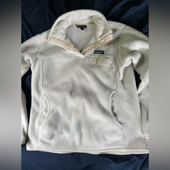 Patagonia Womens Cream Re-Tool Snap T Fleece Pullover Size Medium Sweater READ* - Picture 8 of 8